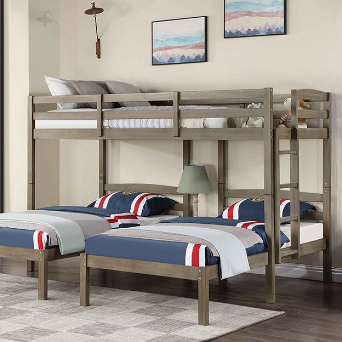 Furniture of America - Hortense Triple Twin Bed in Warm Gray - FOA-BK659GY-BED - GreatFurnitureDeal