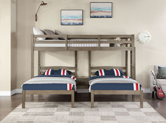 Furniture of America - Hortense Triple Twin Bed in Warm Gray - FOA-BK659GY-BED - GreatFurnitureDeal