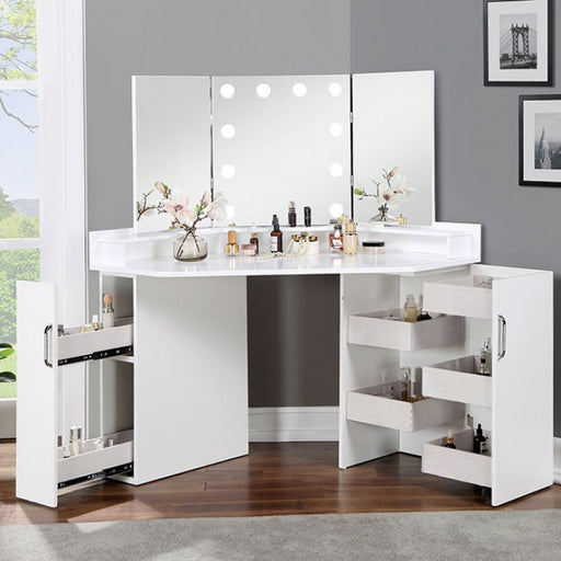 Furniture of America - Lorybelle Vanity in White - FOA-DK5134WH-PK - GreatFurnitureDeal