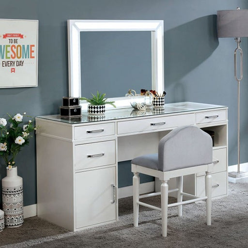 Furniture of America - Vickie Vanity Set in White - FOA-DK5684WH-PK - GreatFurnitureDeal
