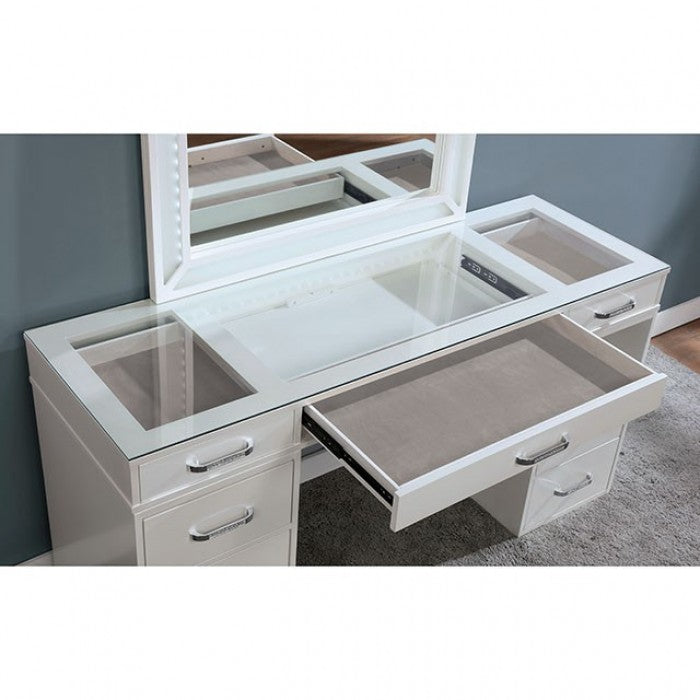 Furniture of America - Vickie Vanity Set in White - FOA-DK5684WH-PK - GreatFurnitureDeal