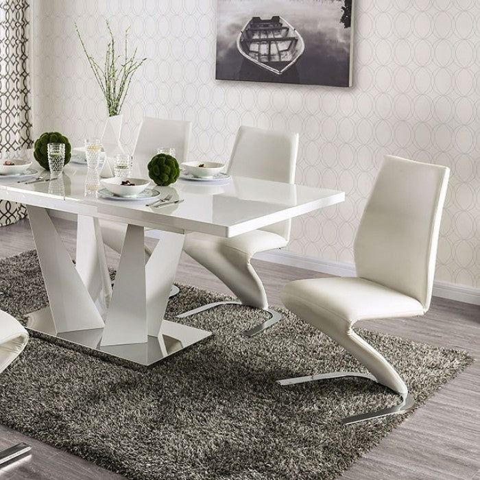 Furniture of America - Zain 7 Piece Dining Table Set in White, Chrome - FOA3742T-7SET
