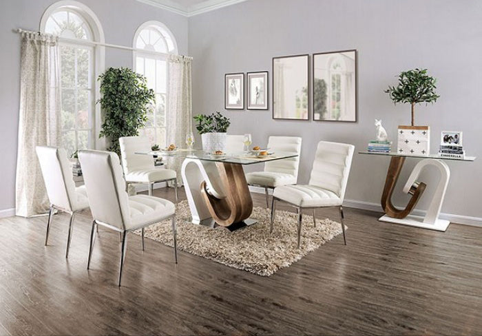 Furniture of America - Cilegon Dining Table in White, Natural Tone - FOA3748T-TABLE - GreatFurnitureDeal