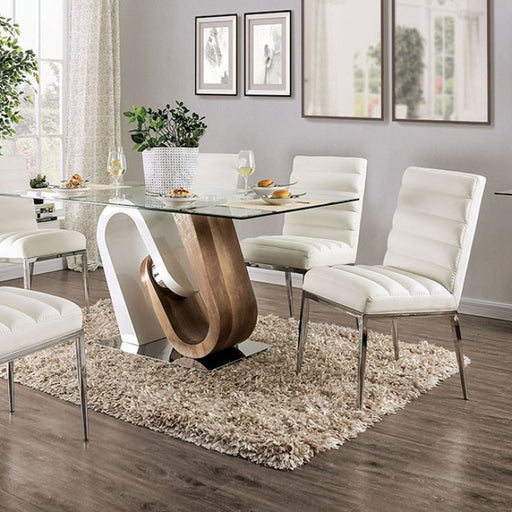 Furniture of America - Cilegon Dining Table in White, Natural Tone - FOA3748T-TABLE - GreatFurnitureDeal