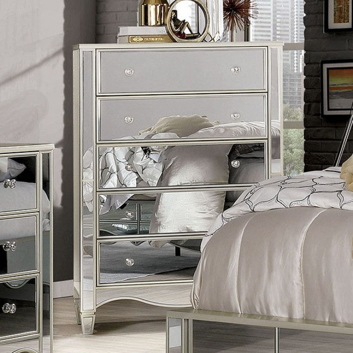 Furniture of America - Eliora 6 Piece Eastern King Bedroom Set in Silver - FOA7890-EK-6SET - GreatFurnitureDeal