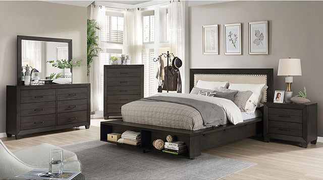 Furniture of America - Sligo Queen Bed in Dark Gray, Beige - FOA7893 - GreatFurnitureDeal