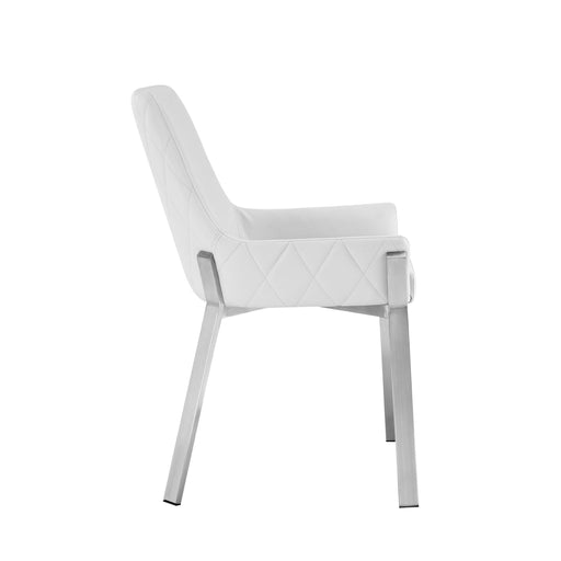 VIG Furniture - Modrest Ganon Modern White & Brushed Stainless Steel Dining Chair - VGGAGA-6736CH-WHT-SS-DC - GreatFurnitureDeal