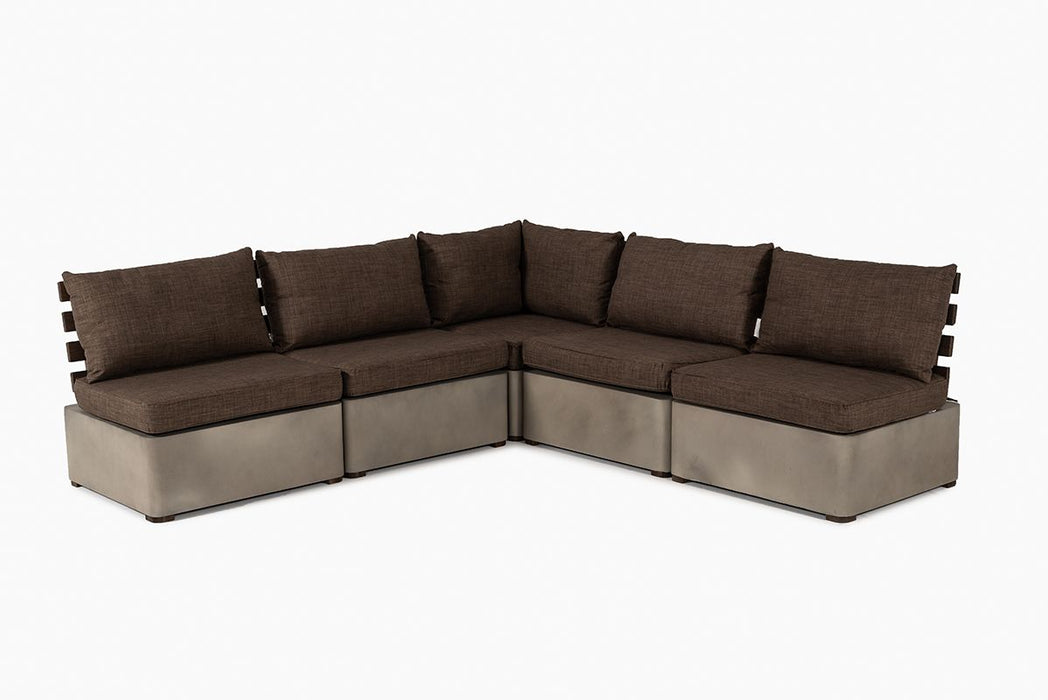 VIG Furniture - Renava Garza Outdoor Concrete & Teak Modular Sectional - VGLBMODUSET-1-1