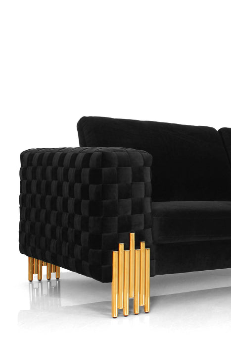 VIG Furniture - Divani Casa Georgia Modern Velvet Glam Black Gold Sofa - VGKNK8622-S