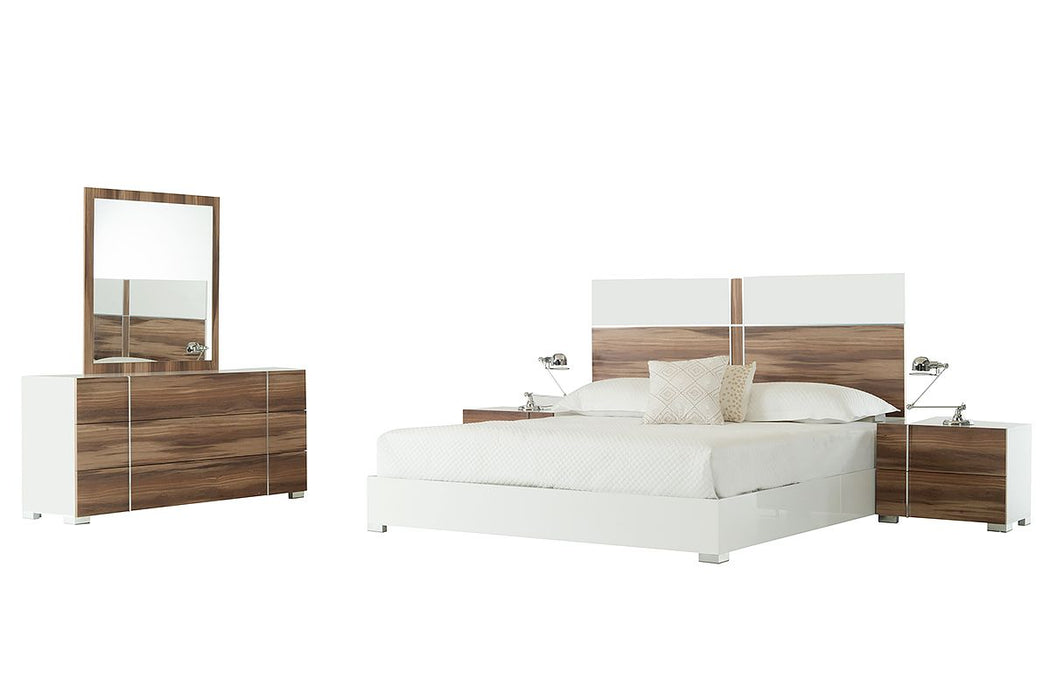 VIG Furniture - Nova Domus Giovanna Italian Mid-Century White & Cherry Bed - VGACGIOVANNA-BED - GreatFurnitureDeal