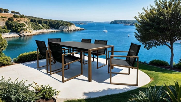 Furniture of America - Oswego 8 Piece Outdoor Dining Set in Black-Natural - GM-2040-7PC - GreatFurnitureDeal