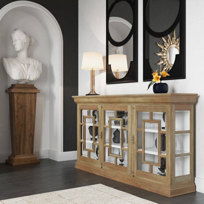 Bramble - Bruges 3 Door Credenza in Fruitwood w/ True White Interior - 76716FRW-TRW--- - GreatFurnitureDeal