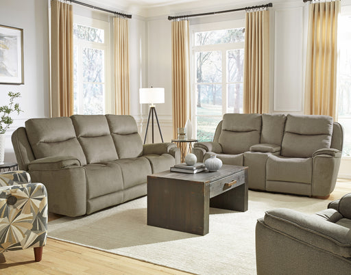 Southern Motion - Show Stopper Reclining Loveseat w-Console and Hidden Cupholders in Granite - 736-28 - GreatFurnitureDeal