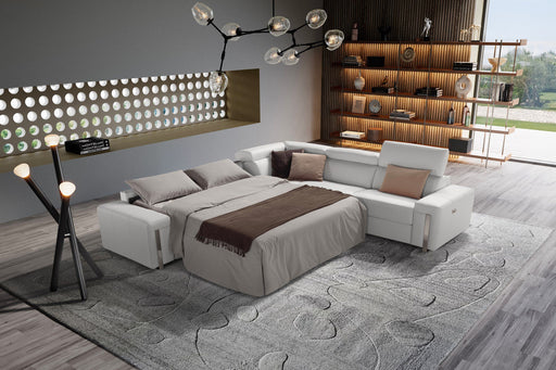 VIG Furniture - Estro Salotti Bogart - Italian Modern Light Grey Leather Sectional Sofa Bed with Recliner - VGNT-BOGART-GRY - GreatFurnitureDeal