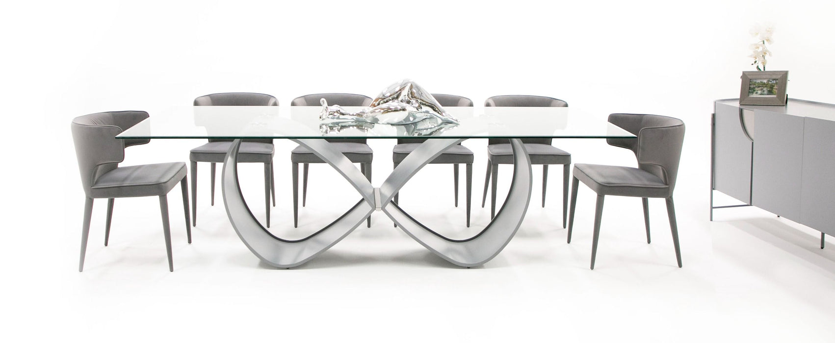 VIG Furniture - Modrest HadleyGlass & Matte Grey Dining Table - VGGM-DT-CASTA-DT - GreatFurnitureDeal