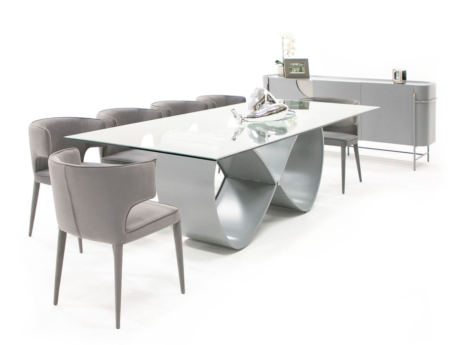 VIG Furniture - Modrest HadleyGlass & Matte Grey Dining Table - VGGM-DT-CASTA-DT