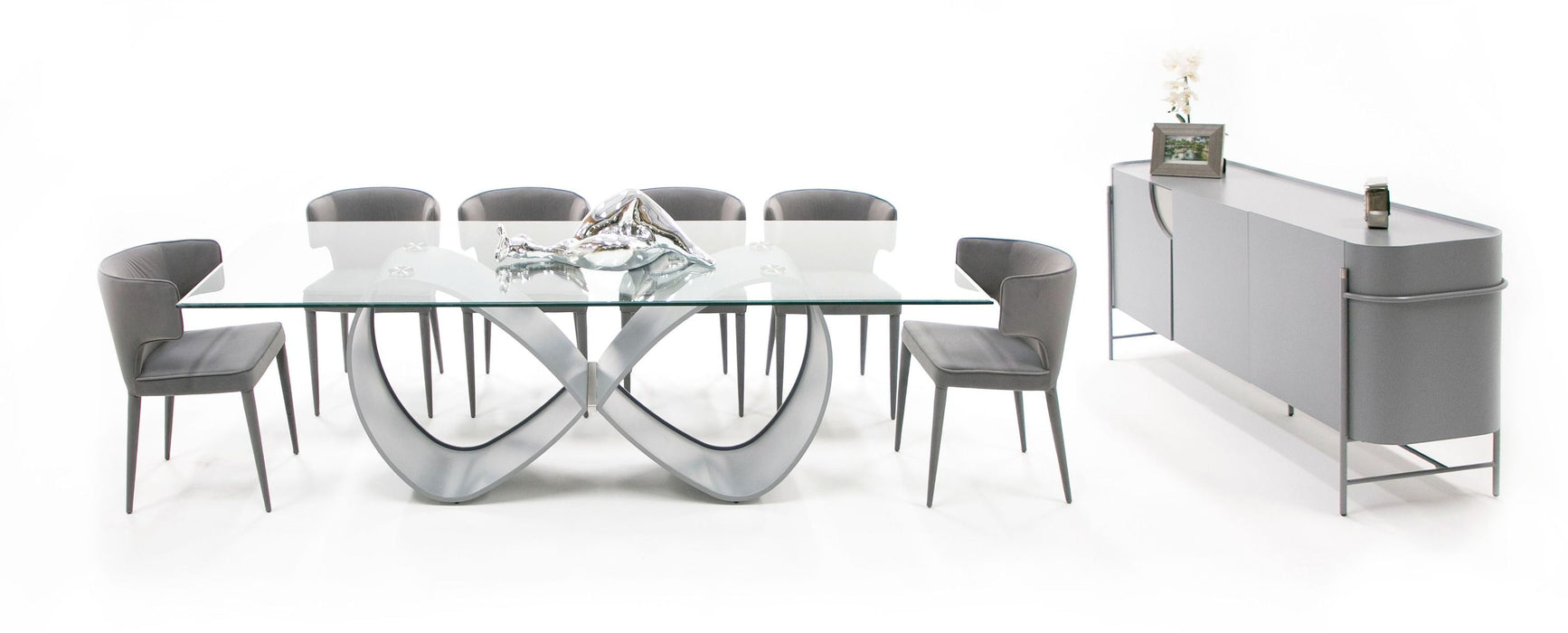 VIG Furniture - Modrest HadleyGlass & Matte Grey Dining Table - VGGM-DT-CASTA-DT - GreatFurnitureDeal