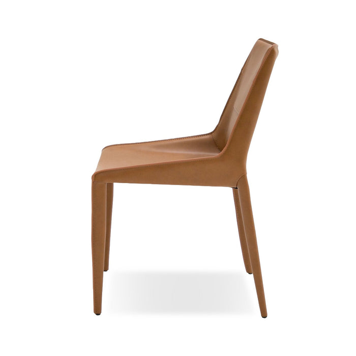 VIG Furniture - Modrest Halo Modern Cognac Saddle Leather Dining Chair (Set of 2) - VGYF-DC1113-BR-DC - GreatFurnitureDeal