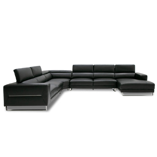 VIG Furniture - Divani Casa Hawkey Contemporary Black Leather RAF Chaise Sectional Sofa - VGKK-KF1066-BLK-RAF - GreatFurnitureDeal