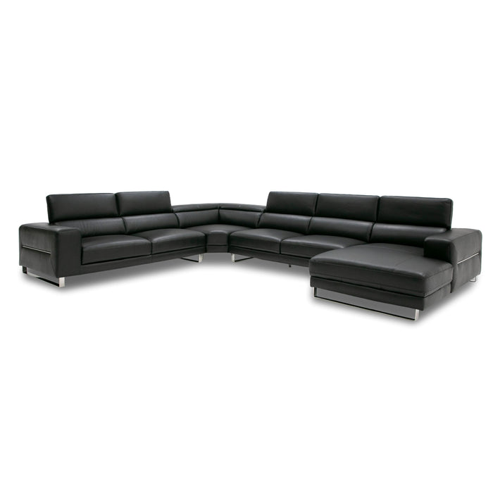 VIG Furniture - Divani Casa Hawkey Contemporary Black Leather RAF Chaise Sectional Sofa - VGKK-KF1066-BLK-RAF - GreatFurnitureDeal