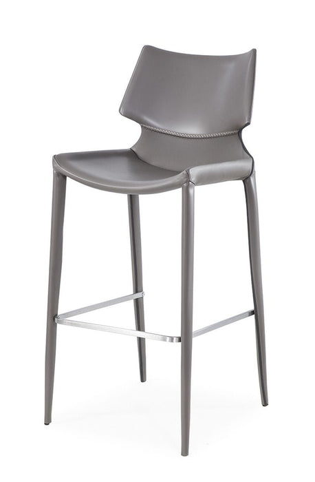 VIG Furniture - Modrest Hayes Modern Grey Eco-Leather Bar Stool (Set of 2) - VGHR5408B-GRY