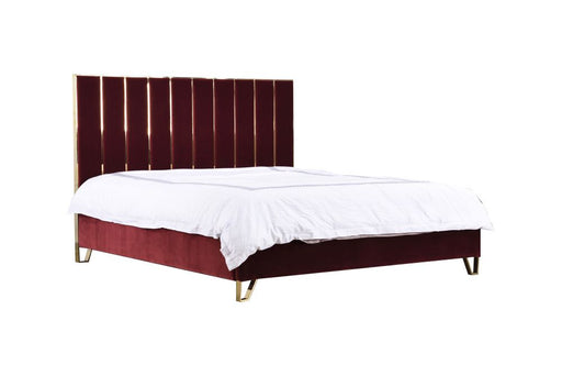 VIG Furniture - Divani Casa Reyes Modern Red Velvet & Gold Eastern King Bed - VGYUHD-1880-RED-EK - GreatFurnitureDeal