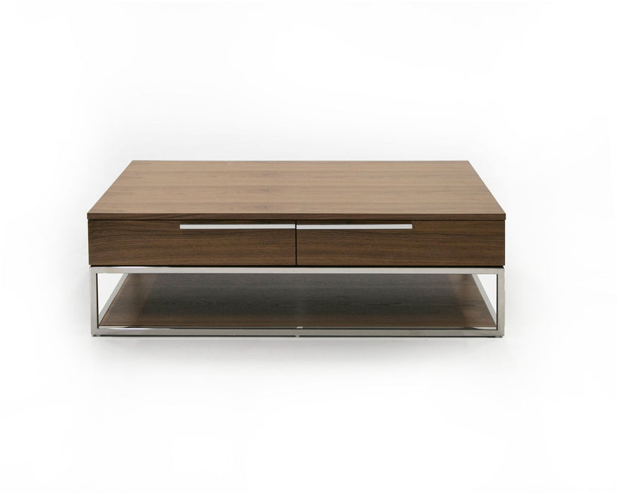 VIG Furniture - Modrest Heloise Modern Walnut and Stainless Steel Coffee Table - VGBB-MK1502-CT - GreatFurnitureDeal