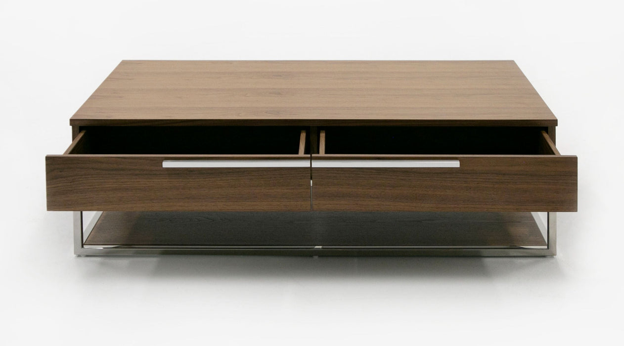 VIG Furniture - Modrest Heloise Modern Walnut and Stainless Steel Coffee Table - VGBB-MK1502-CT