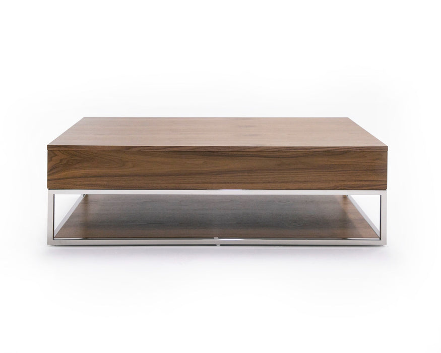 VIG Furniture - Modrest Heloise Modern Walnut and Stainless Steel Coffee Table - VGBB-MK1502-CT - GreatFurnitureDeal