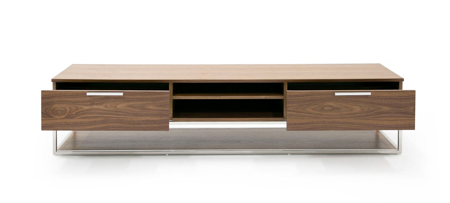 VIG Furniture - Modrest Heloise Modern Walnut and Stainless Steel TV Stand - VGBB-MK1502-TV - GreatFurnitureDeal