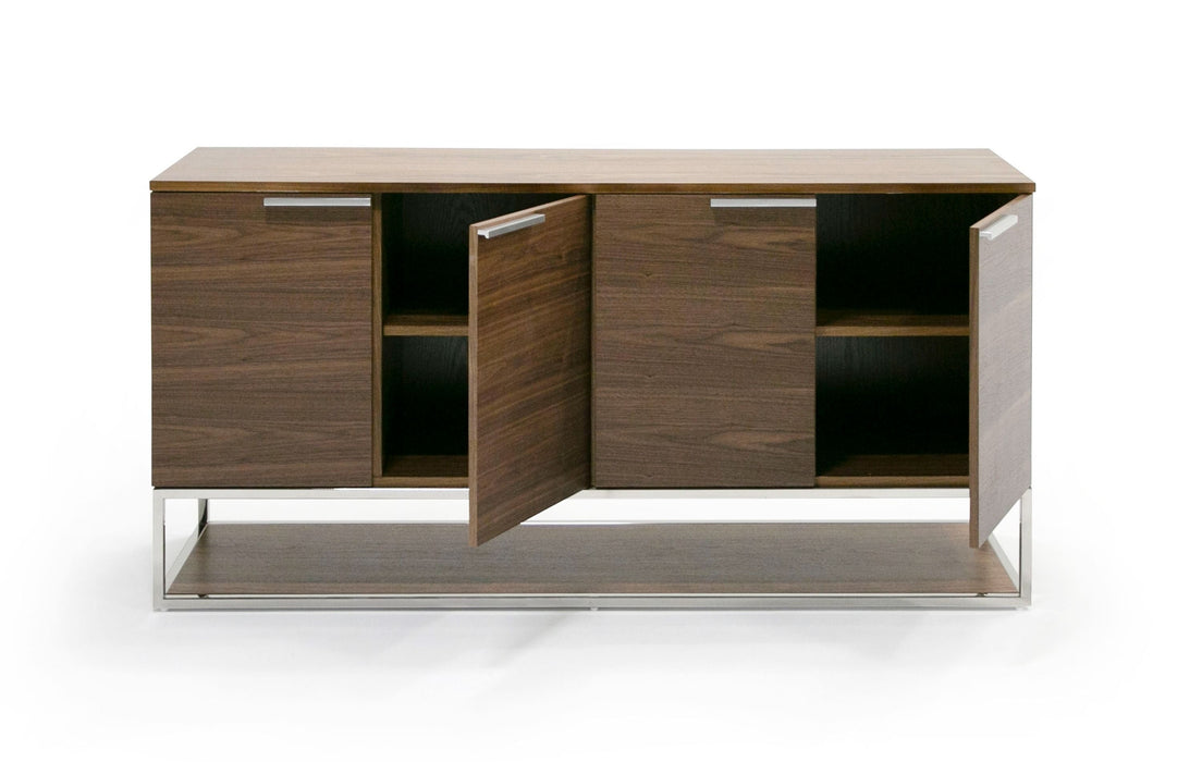 VIG Furniture - Modrest Heloise Modern Walnut and Stainless Steel Buffet - VGBB-MK1502-B - GreatFurnitureDeal