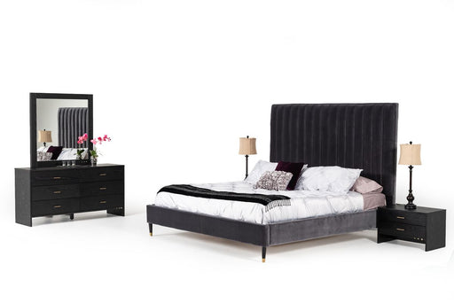 VIG Furniture - Modrest Hemlock - Modern Dark Grey Velvet Eastern King Bed - VGKKB606-GRY-EK - GreatFurnitureDeal