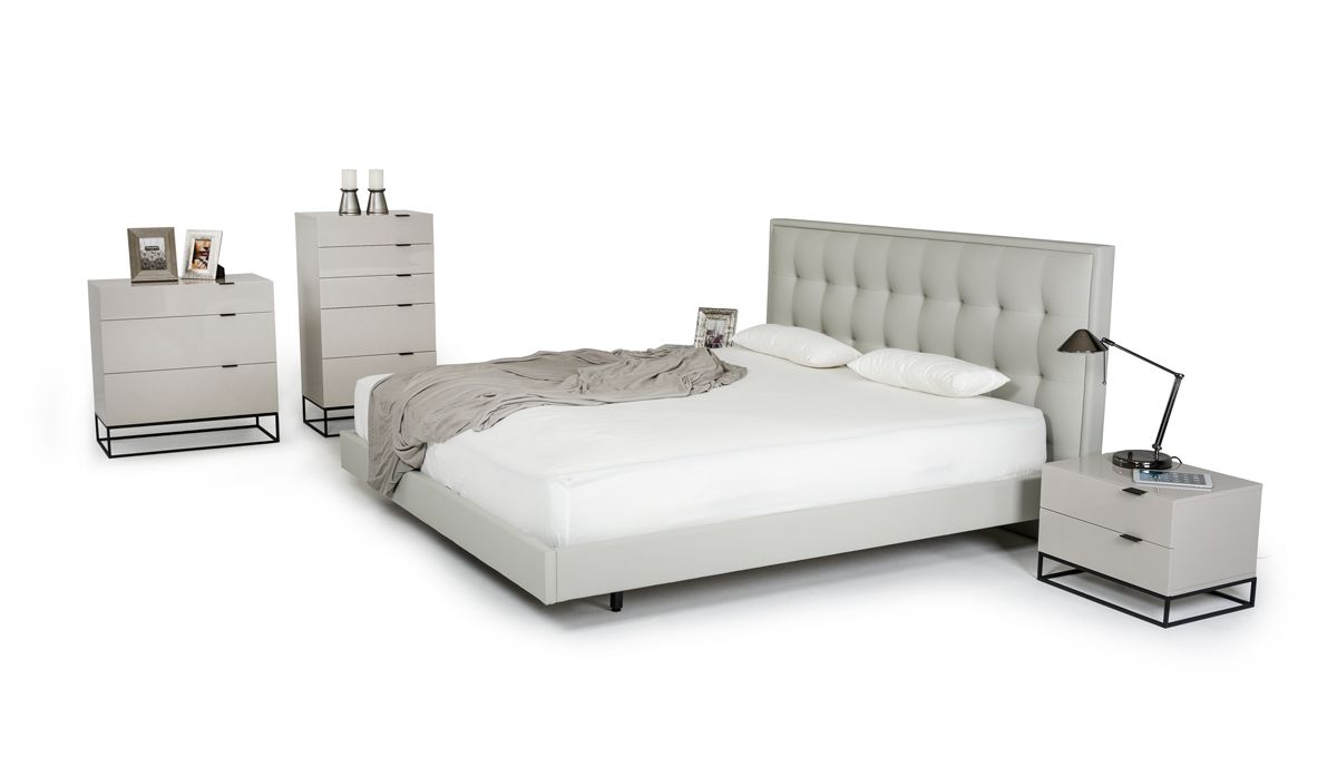 VIG Furniture - Modrest Hera Modern Grey Leatherette Eastern King Bed - VGCNHERA-BED-EK - GreatFurnitureDeal