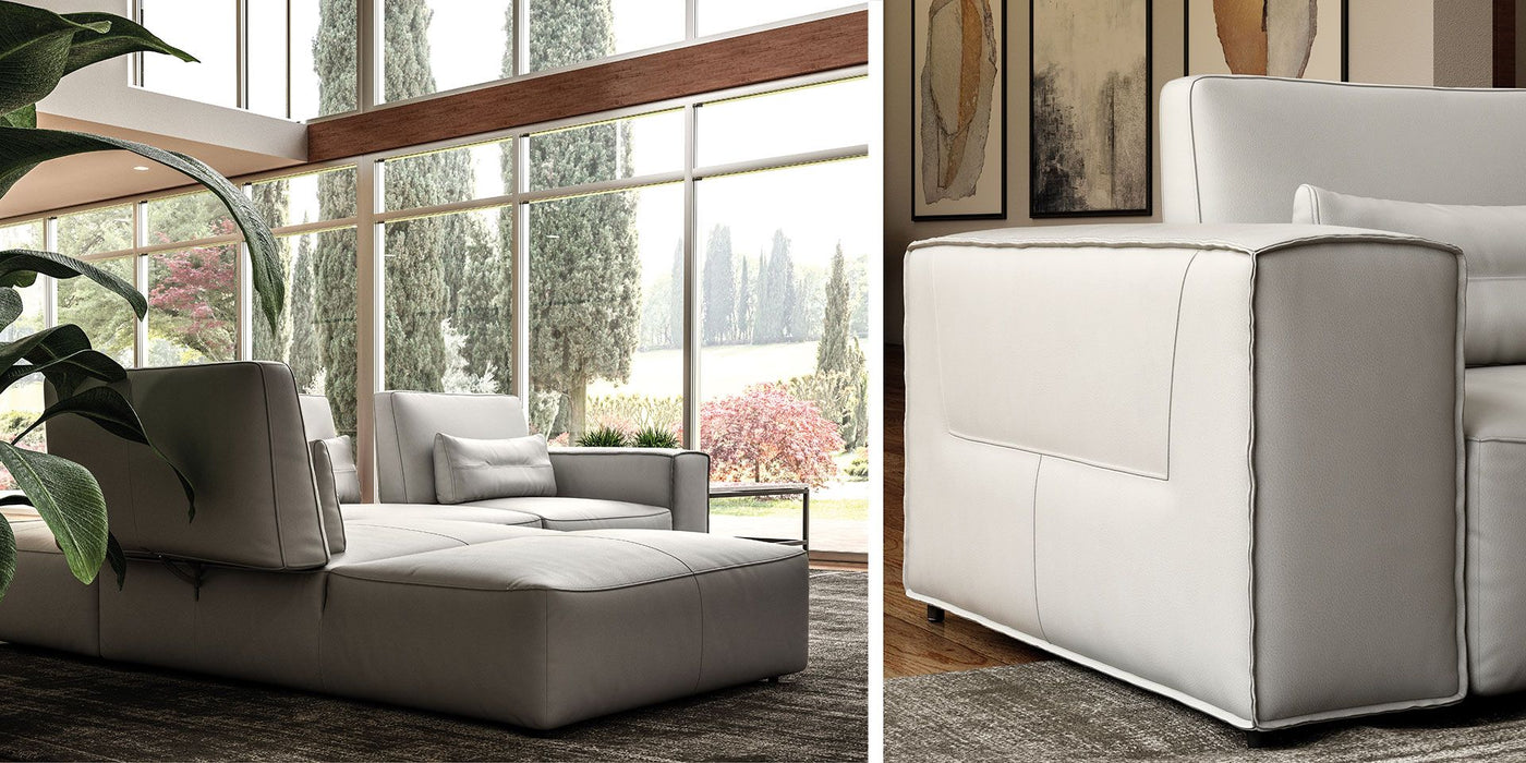 VIG Furniture - Coronelli Collezioni Hollywood Italian Leather White Sectional Sofa with Ottoman - VGCCHOLLYWOOOD-4STR-OTT-WHT-SECT