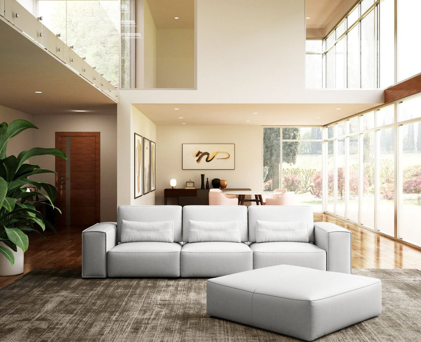 VIG Furniture - Coronelli Collezioni Hollywood Italian Leather White Sectional Sofa with Ottoman - VGCCHOLLYWOOOD-4STR-OTT-WHT-SECT - GreatFurnitureDeal