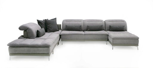 VIG Furniture - David Ferrari Horizon - Modern Grey Fabric + Grey Leather U Shaped Sectional Sofa - VGFTHORIZON-GREY - GreatFurnitureDeal