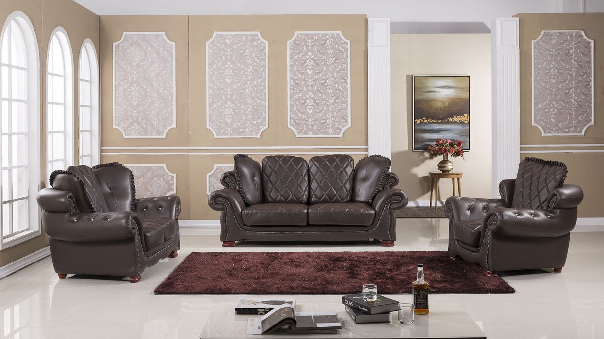 American Eagle Furniture - AE-D803 Dark Brown Faux Leather 3 Piece Living Room Set - AE-D803-DB-SLC