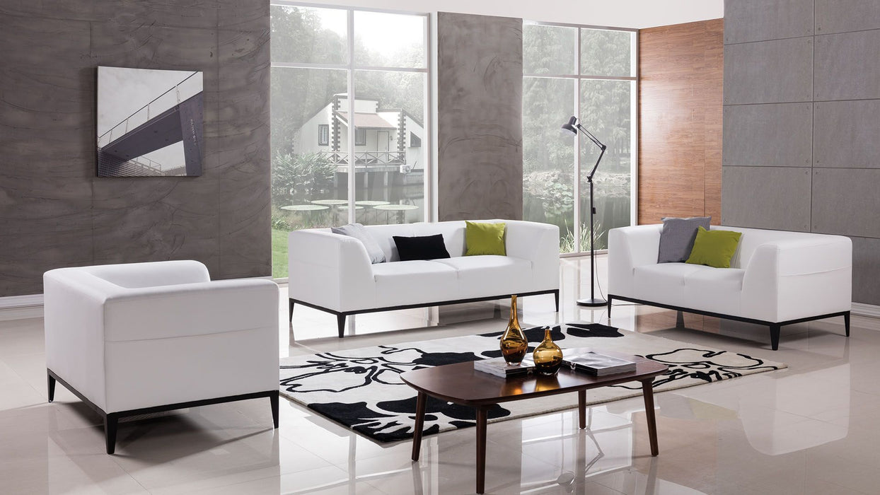 American Eagle Furniture - AE-D820 White Faux Leather Sofa - AE-D820-W-SF