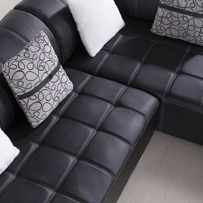 American Eagle Furniture - AE-L138 3-Piece Sectional Sofa in Black - AE-L138R-BK