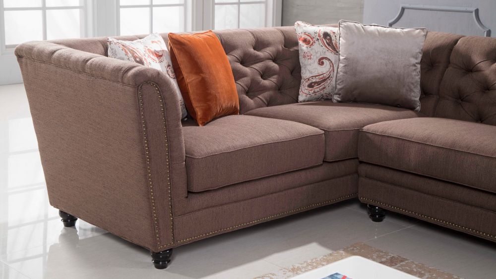 American Eagle Furniture - AE-L2219 Brown Fabric Sectional Left Sitting - AE-L2219L-BR