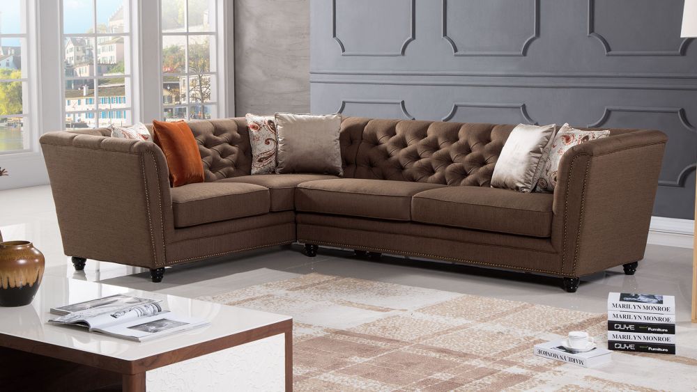 American Eagle Furniture - AE-L2219 Brown Fabric Sectional Left Sitting - AE-L2219L-BR - GreatFurnitureDeal