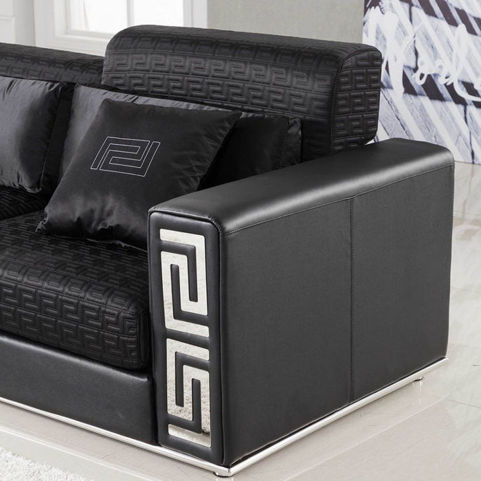 American Eagle Furniture - AE-L238 Black Fabric Sectional - Right Sitting - AE-L238R-BK - GreatFurnitureDeal