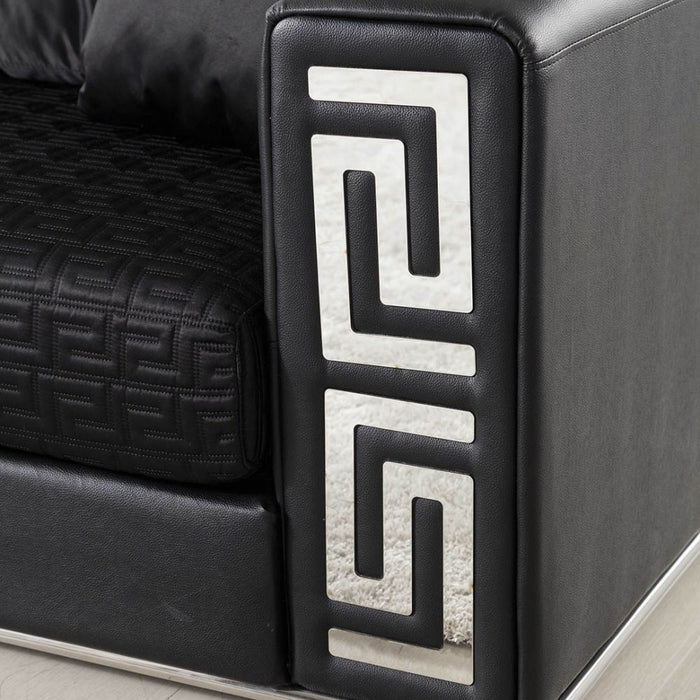 American Eagle Furniture - AE-L238 Black Fabric Sectional - Right Sitting - AE-L238R-BK