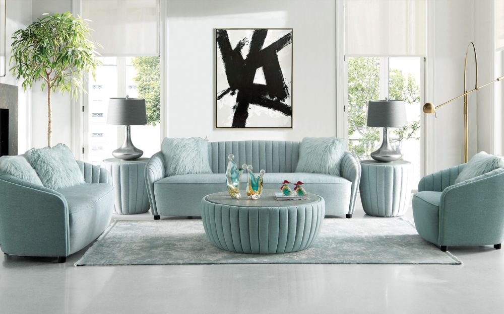 American Eagle Furniture - AE3801 Light Green Fabric 3 Piece Living Room Set - AE3801-SET