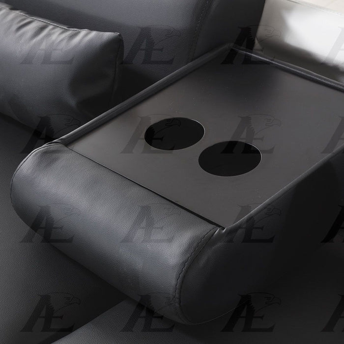 American Eagle Furniture - AE-D802 Black and White Leather 2 Piece Sofa  Set - AE-D802-BK.W-SL