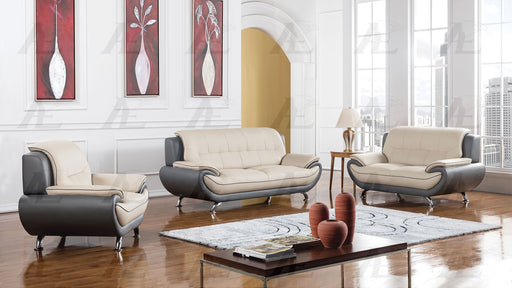 American Eagle Furniture - AE208 Light/Dark Gray Faux  Leather 3 Piece Living Room Set - AE208-LG.DG-SLC - GreatFurnitureDeal