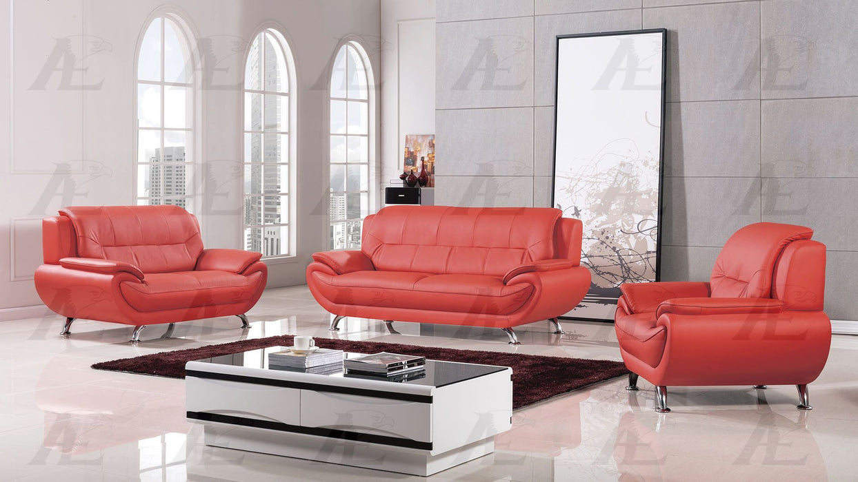 American Eagle Furniture - AE208 Red Faux Leather 3 Piece Living Room Set - AE208-RED-SLC