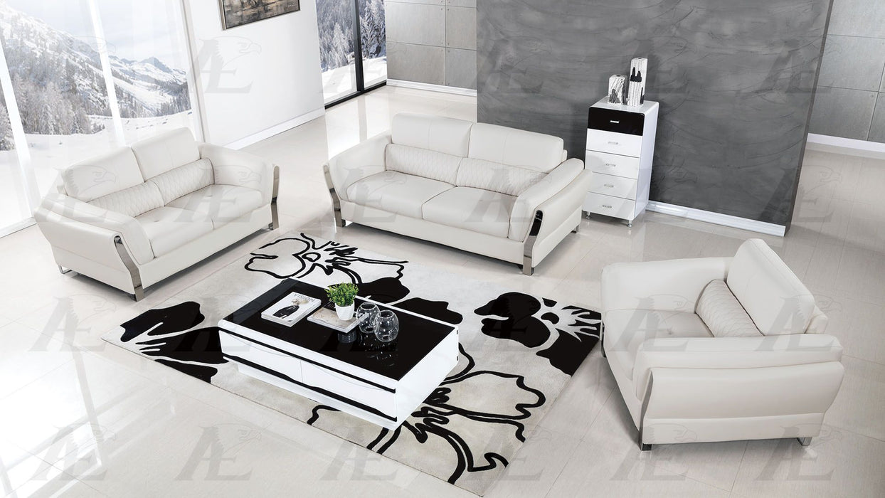 American Eagle Furniture - AE690 White Microfiber Leather Sofa - AE690-W-SF