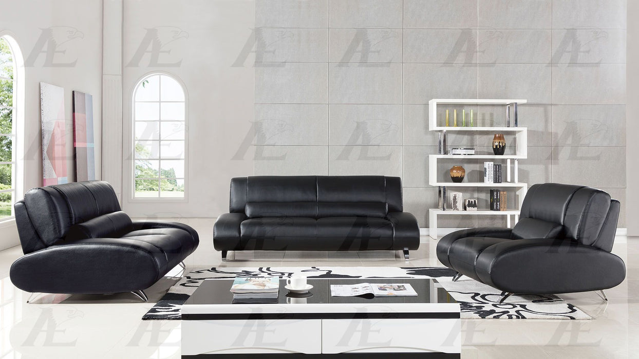 American Eagle Furniture - AE728 Black Faux Leather Sofa - AE728-BK-SF