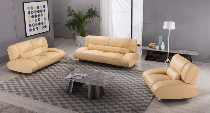 American Eagle Furniture - AE728 Yellow Faux Leather Loveseat - AE728-YO-LS